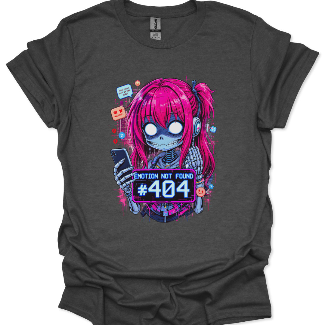Kawaii glitch girl with headphones and #404 message