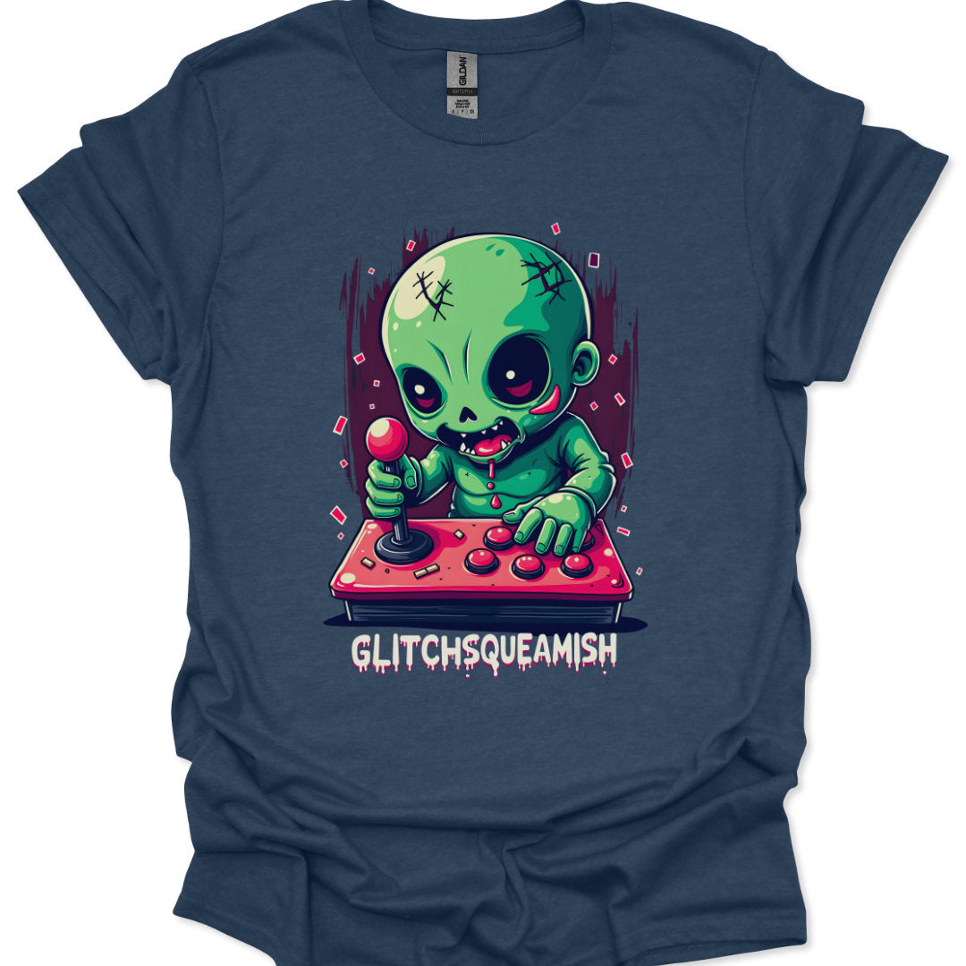 Chibi Alien Gamer T-Shirt – Glitch Squeamish – Arcade Kawaii Style