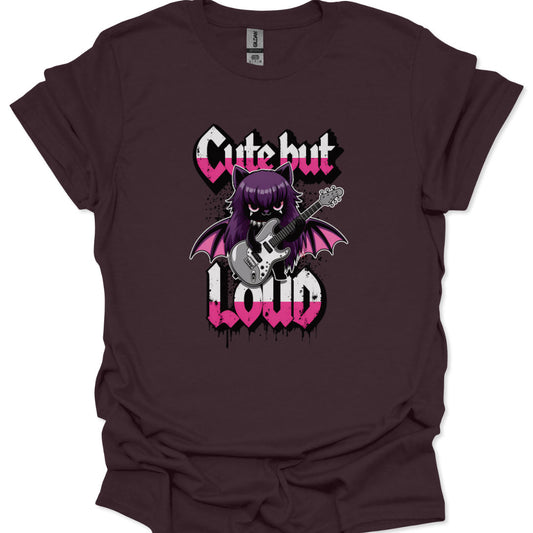 Kawaii chibi bat holding guitar on Japanese streetwear tee