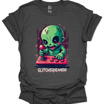 Chibi Alien Gamer T-Shirt – Glitch Squeamish – Arcade Kawaii Style