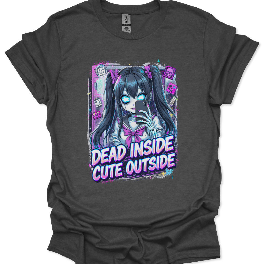 Pastel goth twin tails character with glowing eyes design