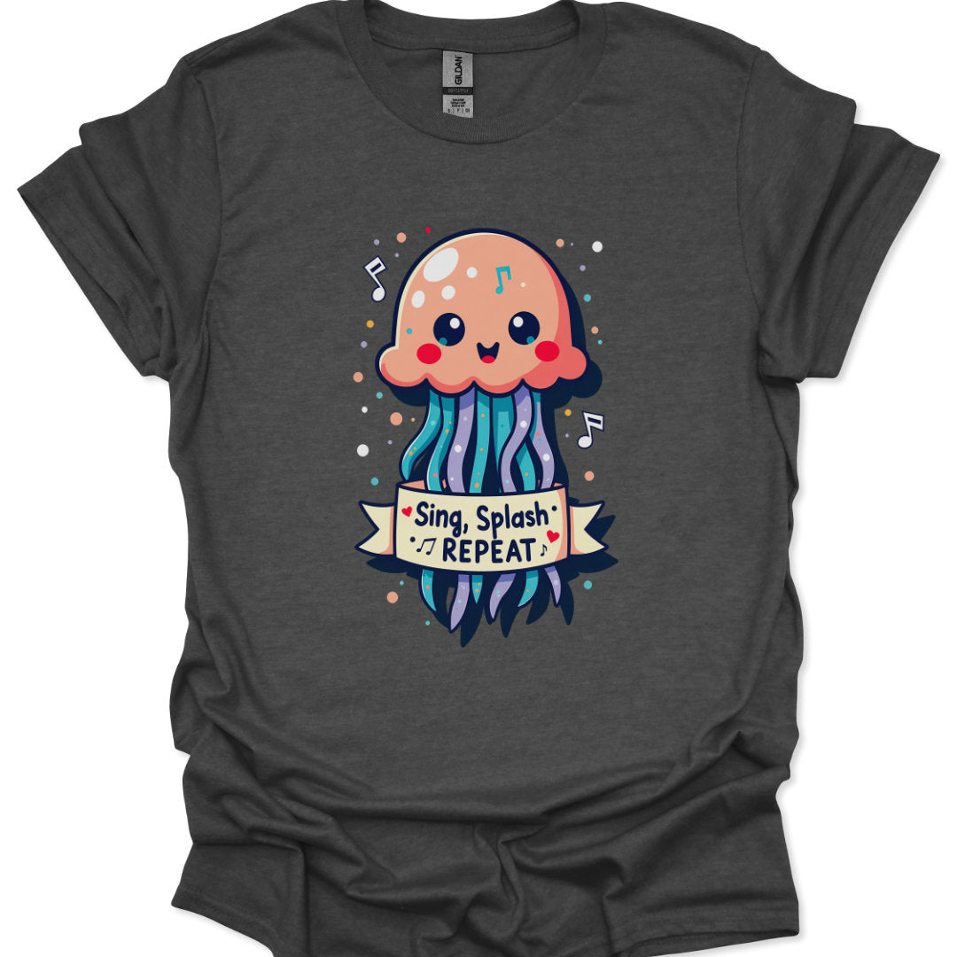 Kawaii marine creature shirt with cute sea jellyfish and musical notes