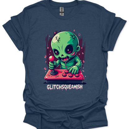 Chibi Alien Gamer T-Shirt – Glitch Squeamish – Arcade Kawaii Style