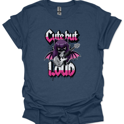 Pastel goth bat t-shirt with Cute but Loud text