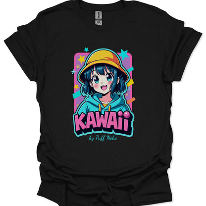 Kawaii anime girl t-shirt with colorful Harajuku pop art design