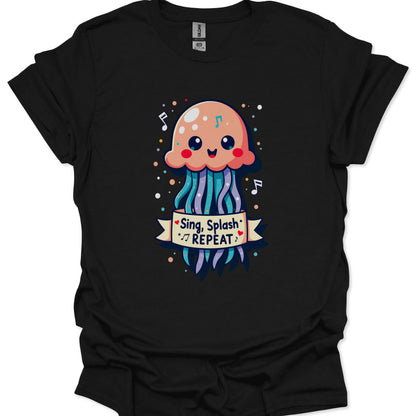 Kawaii jellyfish t-shirt with Sing Splash Repeat slogan in Harajuku style