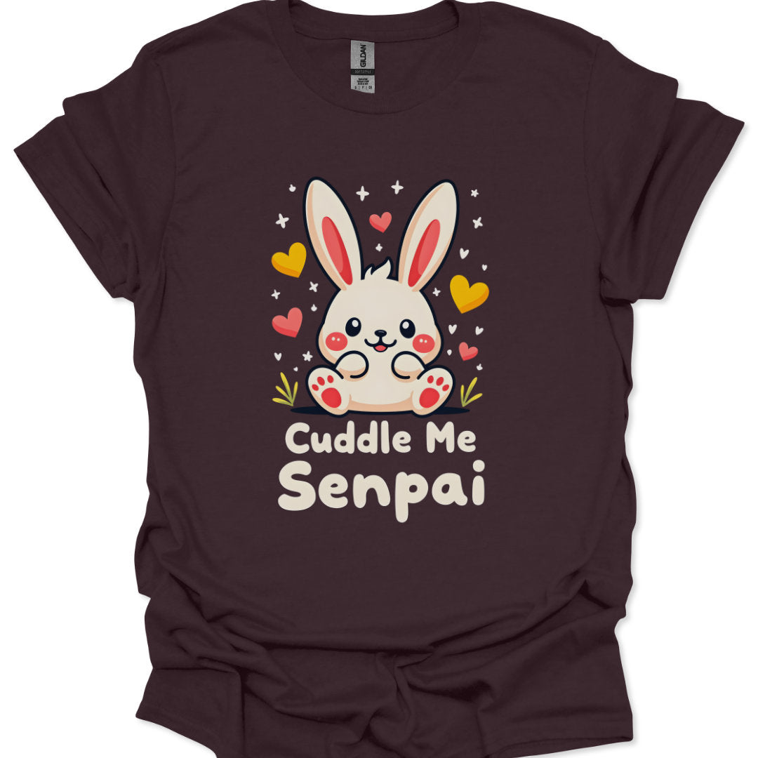 Valentine style chibi rabbit graphic with affectionate phrase