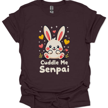 Valentine style chibi rabbit graphic with affectionate phrase