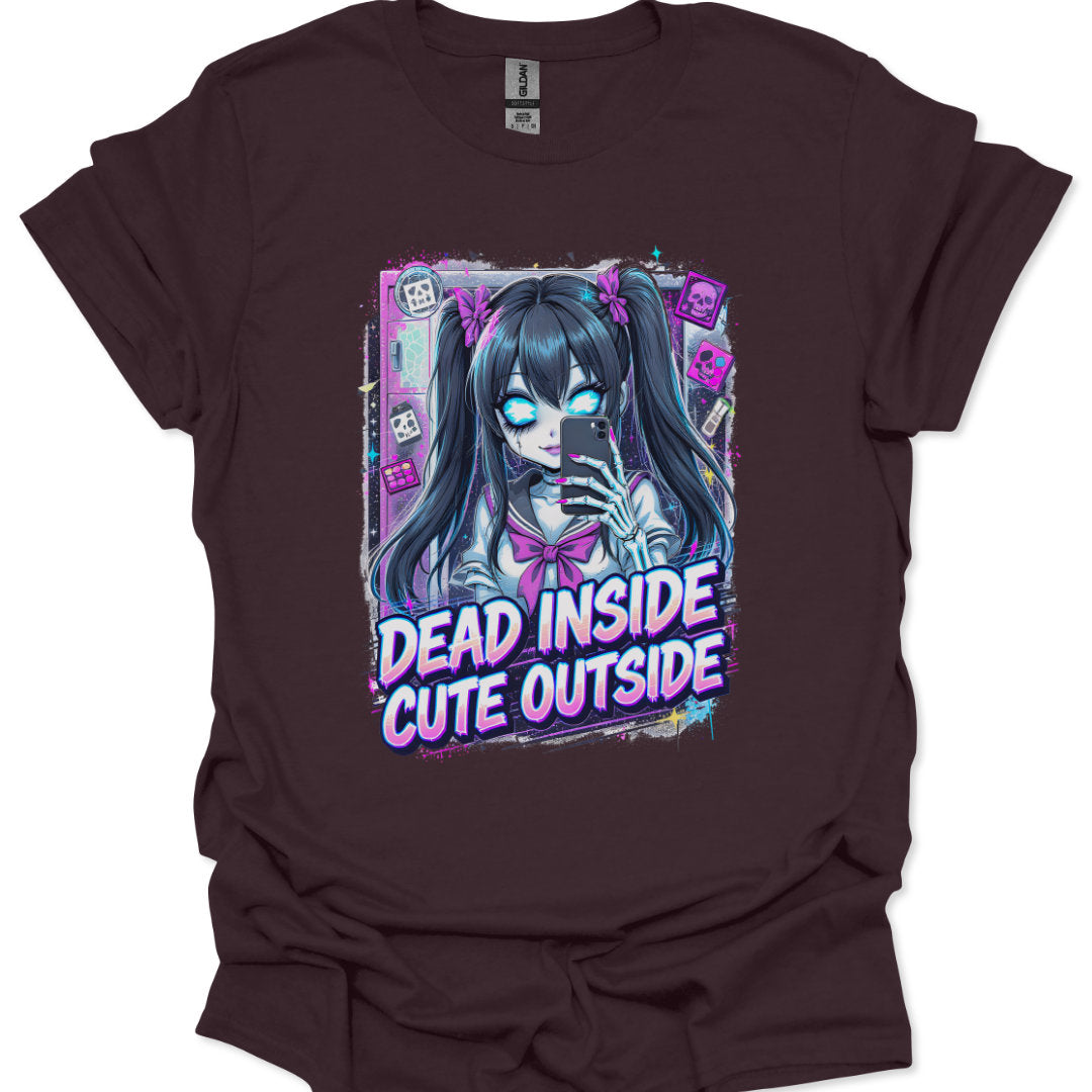 Cute scary anime girl with skeleton hand illustration