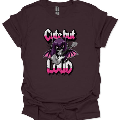Kawaii chibi bat holding guitar on Japanese streetwear tee