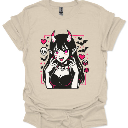 chibi inspired dark cute demon girl with skull charm