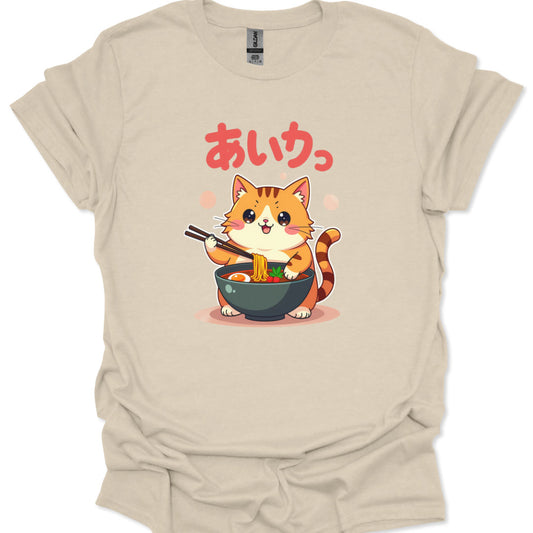 kawaii ramen cat t-shirt for anime and Japanese food lovers