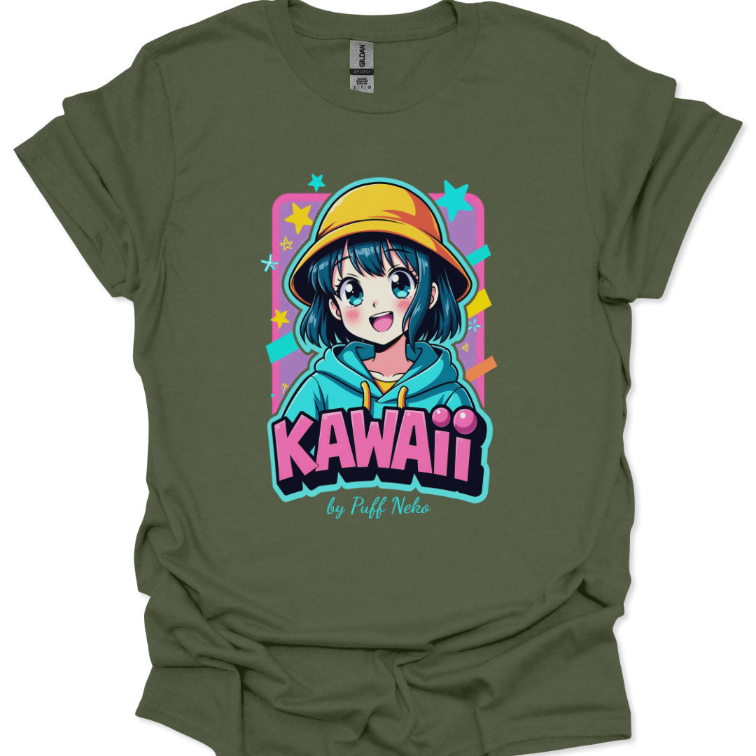 Kawaii Harajuku anime girl graphic shirt for soft girl and cute-core style