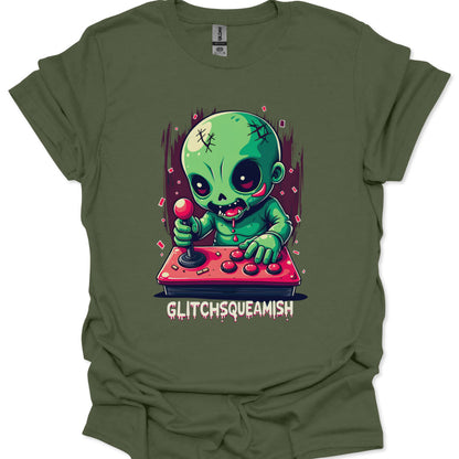 Chibi Alien Gamer T-Shirt – Glitch Squeamish – Arcade Kawaii Style