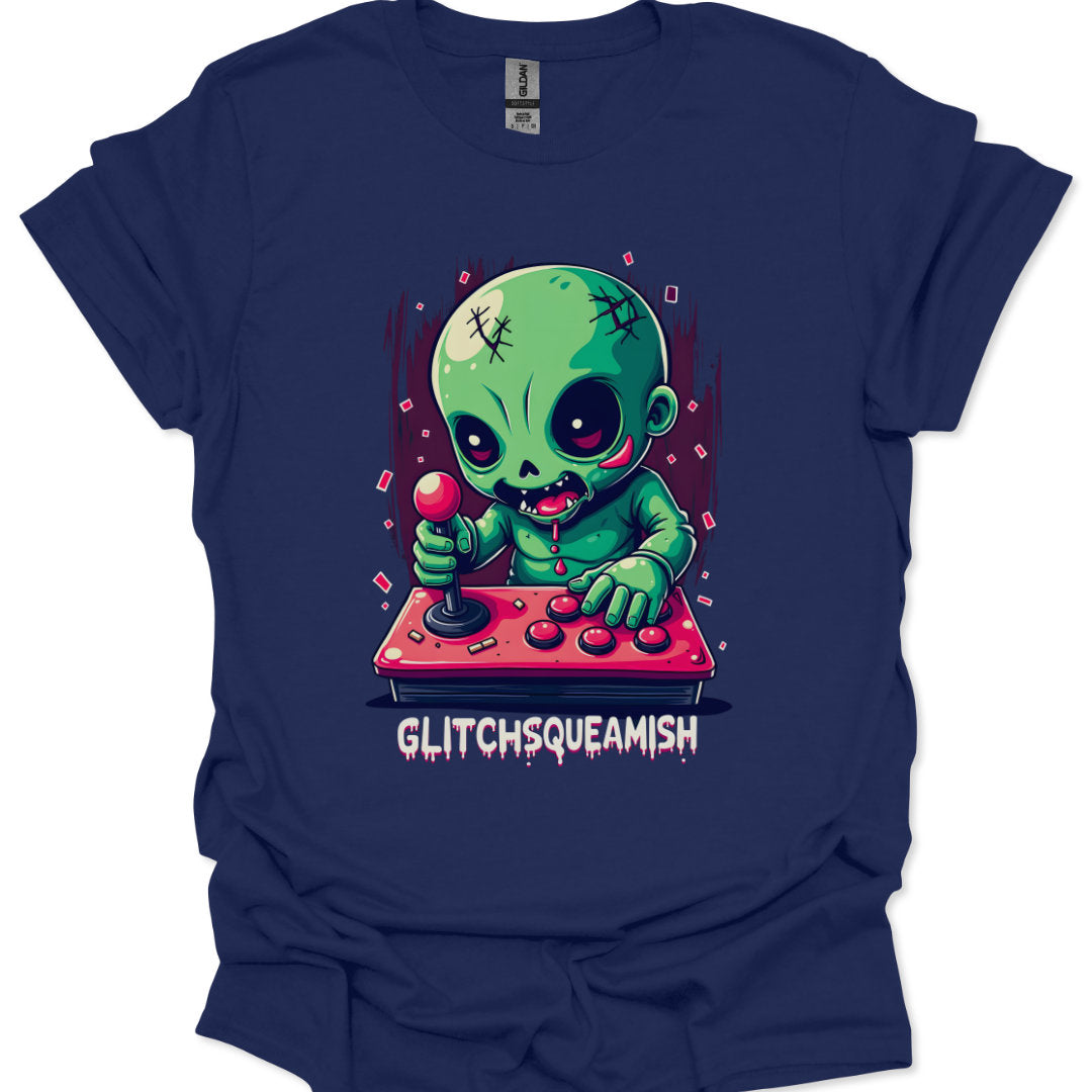 Chibi Alien Gamer T-Shirt – Glitch Squeamish – Arcade Kawaii Style
